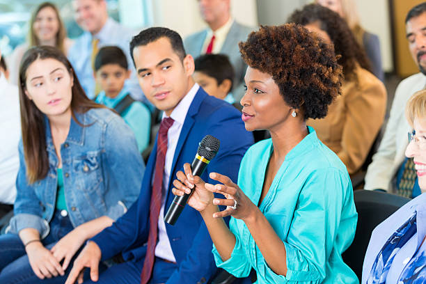 Speaker at a community meeting