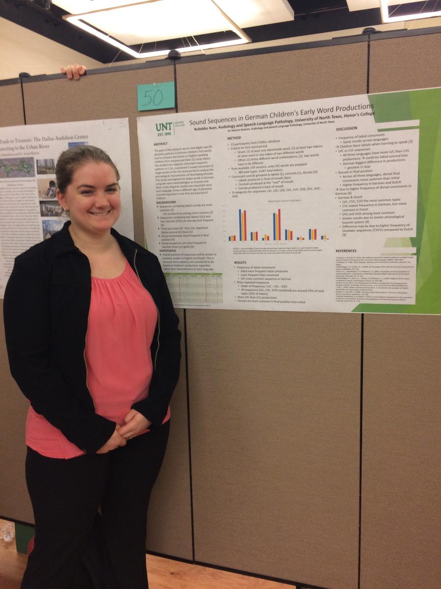 Rebekka Cassidy presenting her research at Honors Day in April 2018