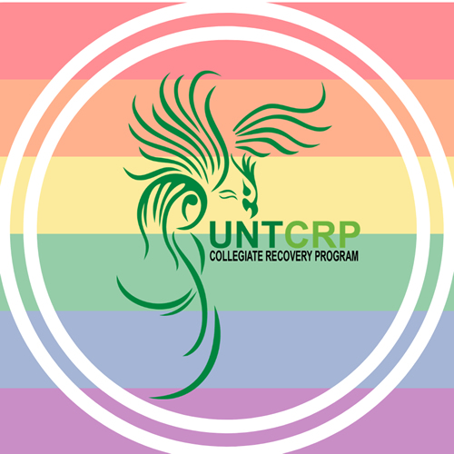 UNT CRP Logo Over Pride Flag Graphic