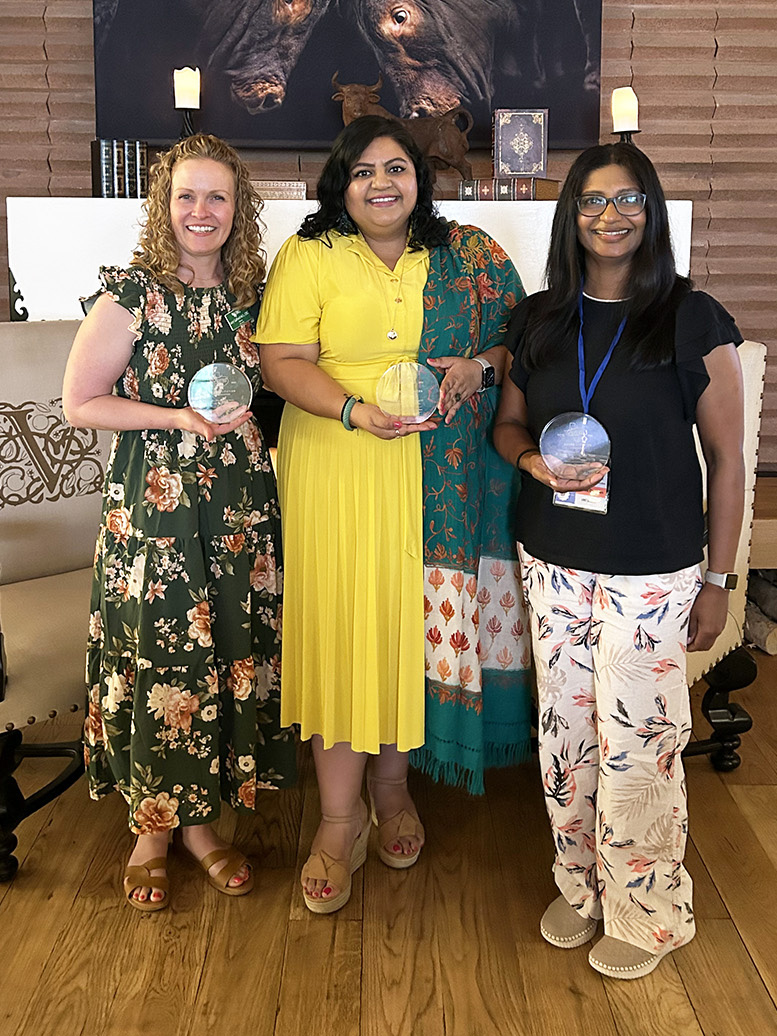 Award recipients Lucy Gafford, Rachita Sharma & Anita Oommen