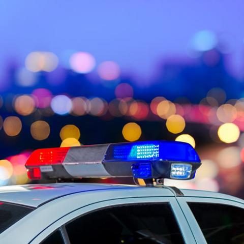 Lights on police car